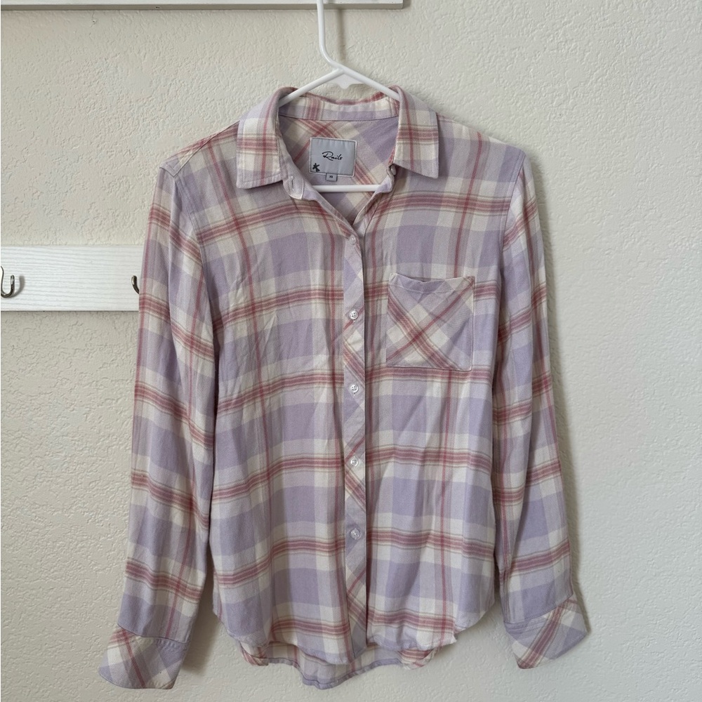 Rails Lavender Rose Cream Plaid Shirt